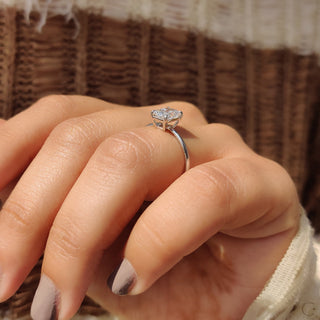 Cushion Hidden Halo Lab Grown Diamond Engagement Ring