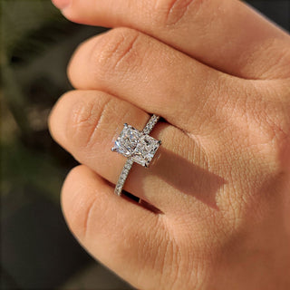 Cushion Hidden Halo Lab Grown Diamond Engagement Ring