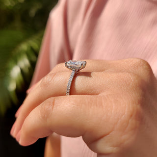 Cushion Hidden Halo Lab Grown Diamond Engagement Ring