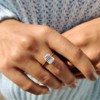 Cushion Hidden Halo Lab Grown Diamond Engagement Ring