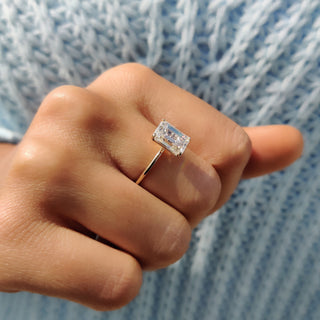 Cushion Hidden Halo Lab Grown Diamond Engagement Ring