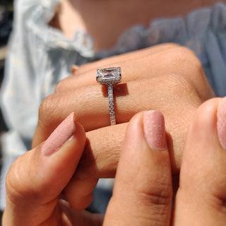 Cushion Hidden Halo Lab Grown Diamond Engagement Ring