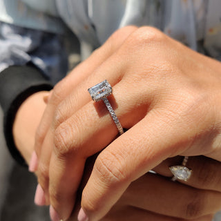 Cushion Hidden Halo Lab Grown Diamond Engagement Ring