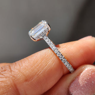 Cushion Hidden Halo Lab Grown Diamond Engagement Ring