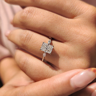 Cushion Hidden Halo Lab Grown Diamond Engagement Ring