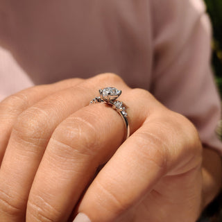 Cushion Hidden Halo Lab Grown Diamond Engagement Ring