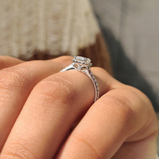 Cushion Hidden Halo Lab Grown Diamond Engagement Ring