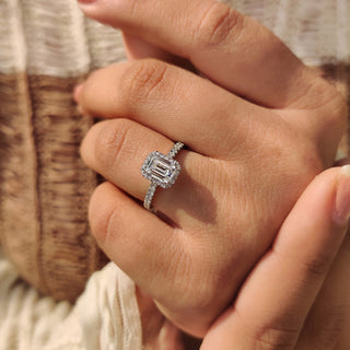 Cushion Hidden Halo Lab Grown Diamond Engagement Ring
