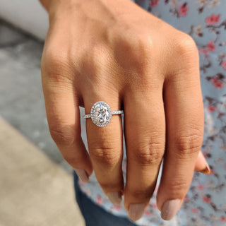 Cushion Hidden Halo Lab Grown Diamond Engagement Ring