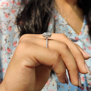 Cushion Hidden Halo Lab Grown Diamond Engagement Ring