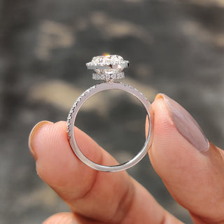 Cushion Hidden Halo Lab Grown Diamond Engagement Ring