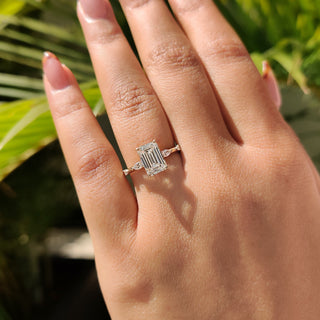 Cushion Hidden Halo Lab Grown Diamond Engagement Ring