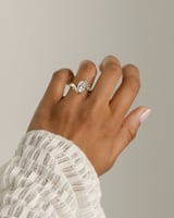 Oval Cluster Swirl Lab Grown Diamond Engagement Ring