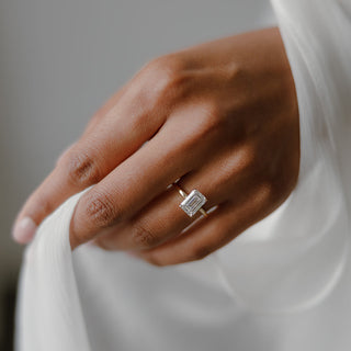 Cushion Hidden Halo Lab Grown Diamond Engagement Ring