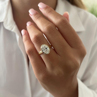 Round Halo, Pave & Split Shank Engagement Ring – 1.93 CT Lab Grown Diamond
