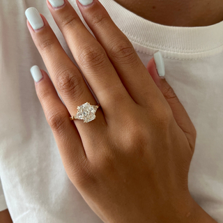 Round Halo, Pave & Split Shank Engagement Ring – 1.93 CT Lab Grown Diamond
