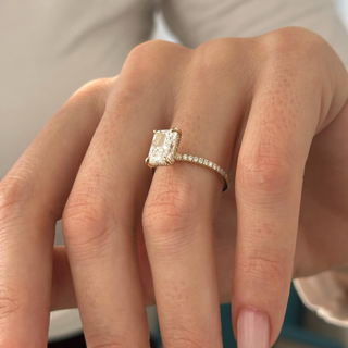 Round Halo, Pave & Split Shank Engagement Ring – 1.93 CT Lab Grown Diamond