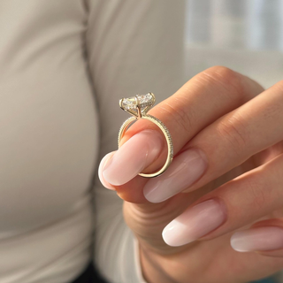 Round Halo, Pave & Split Shank Engagement Ring – 1.93 CT Lab Grown Diamond