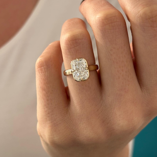 Round Halo, Pave & Split Shank Engagement Ring – 1.93 CT Lab Grown Diamond