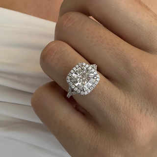 Round Halo, Pave & Split Shank Engagement Ring – 1.93 CT Lab Grown Diamond