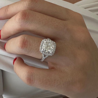 Round Halo, Pave & Split Shank Engagement Ring – 1.93 CT Lab Grown Diamond