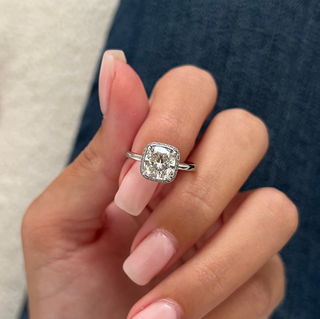 Round Halo, Pave & Split Shank Engagement Ring – 1.93 CT Lab Grown Diamond