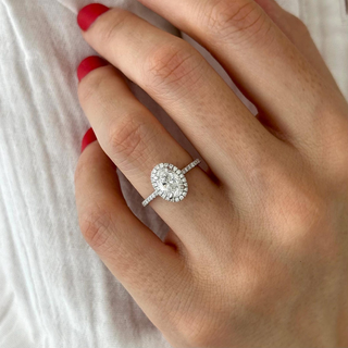 Round Halo, Pave & Split Shank Engagement Ring – 1.93 CT Lab Grown Diamond