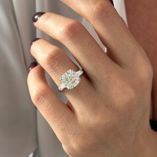 Round Halo, Pave & Split Shank Engagement Ring – 1.93 CT Lab Grown Diamond