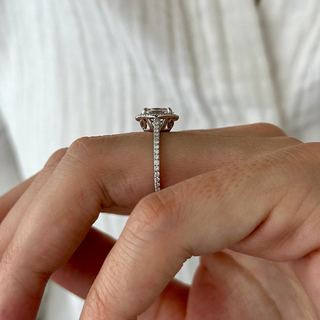 Round Halo, Pave & Split Shank Engagement Ring – 1.93 CT Lab Grown Diamond