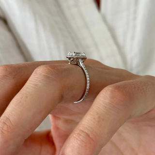 Round Halo, Pave & Split Shank Engagement Ring – 1.93 CT Lab Grown Diamond