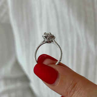 Round Halo, Pave & Split Shank Engagement Ring – 1.93 CT Lab Grown Diamond