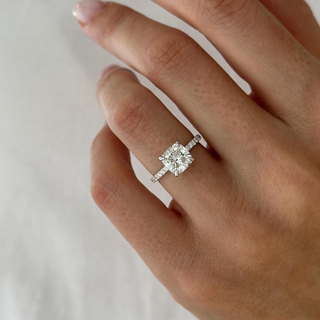 Round Halo, Pave & Split Shank Engagement Ring – 1.93 CT Lab Grown Diamond
