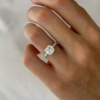 Round Halo, Pave & Split Shank Engagement Ring – 1.93 CT Lab Grown Diamond