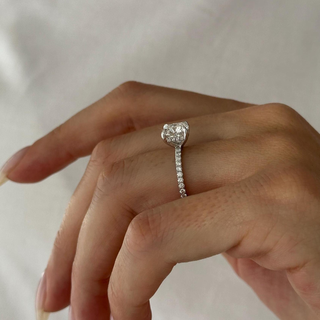 Round Halo, Pave & Split Shank Engagement Ring – 1.93 CT Lab Grown Diamond
