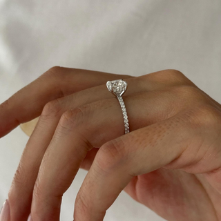 Round Halo, Pave & Split Shank Engagement Ring – 1.93 CT Lab Grown Diamond