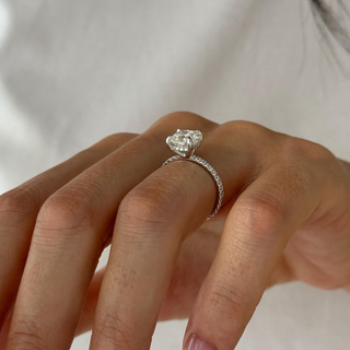 Round Halo, Pave & Split Shank Engagement Ring – 1.93 CT Lab Grown Diamond