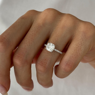 Round Halo, Pave & Split Shank Engagement Ring – 1.93 CT Lab Grown Diamond