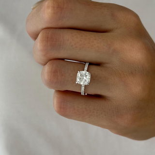 Round Halo, Pave & Split Shank Engagement Ring – 1.93 CT Lab Grown Diamond