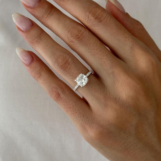 Round Halo, Pave & Split Shank Engagement Ring – 1.93 CT Lab Grown Diamond