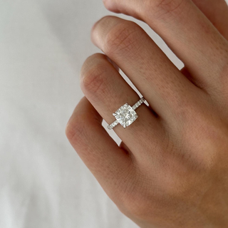 Round Halo, Pave & Split Shank Engagement Ring – 1.93 CT Lab Grown Diamond