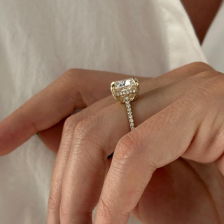 Round Halo, Pave & Split Shank Engagement Ring – 1.93 CT Lab Grown Diamond