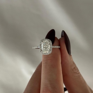 Round Halo, Pave & Split Shank Engagement Ring – 1.93 CT Lab Grown Diamond