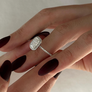 Round Halo, Pave & Split Shank Engagement Ring – 1.93 CT Lab Grown Diamond