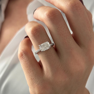 Round Halo, Pave & Split Shank Engagement Ring – 1.93 CT Lab Grown Diamond