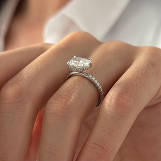 Round Halo, Pave & Split Shank Engagement Ring – 1.93 CT Lab Grown Diamond