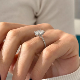 Round Halo, Pave & Split Shank Engagement Ring – 1.93 CT Lab Grown Diamond