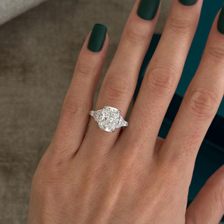 Round Halo, Pave & Split Shank Engagement Ring – 1.93 CT Lab Grown Diamond