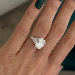 Round Halo, Pave & Split Shank Engagement Ring – 1.93 CT Lab Grown Diamond