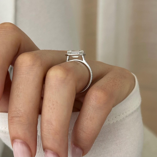 Round Halo, Pave & Split Shank Engagement Ring – 1.93 CT Lab Grown Diamond