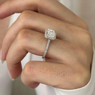 Round Halo, Pave & Split Shank Engagement Ring – 1.93 CT Lab Grown Diamond